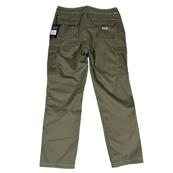 NWT True Religion Cargo Pants Men Army Green Size 34 - Picture 3 of 8